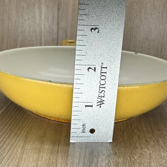 Vtg Descoware Skillet Saucepan Enameled Cast Iron Dishwasher Safe Round Yellow - Picture 10 of 10